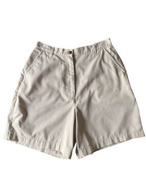 Karen Scott Beige Tailored Shorts Size 10 Classic Preppy Coastal Style